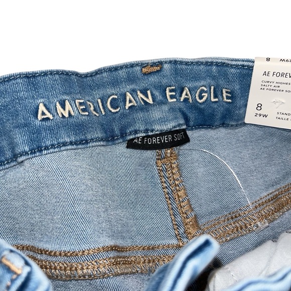 NEW AEO Forever Soft Curvy Highest Rise Distressed Denim Jeggings Jeans 8 29 - Picture 5 of 8